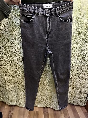 Paltolar: Qara-boz yuyulma effektli dar kəsimli cins şalvar, yenidir, Terranova — 1