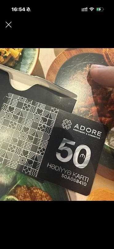 Məhsul: ADORE perfumery & cosmetics hədiyyə kartı Nominal: 50 ₼ lalafo.az -da Məhsul: ADORE perfumery & cosmetics hədiyyə kartı Nominal: 50 ₼