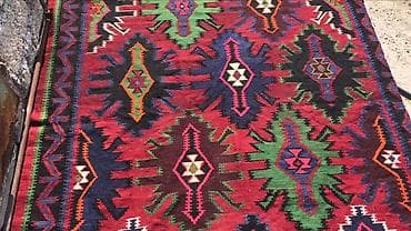 yastık: Əl toxuması kilim xalça - Naxış: ənənəvi Qafqaz motivləri, mərkəzi — 3