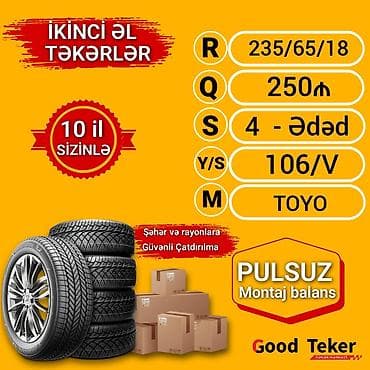 canqan avto: ✅ 235/65/18 bir komplekt yaxşı vəziyyətdə 4 ədədin qiyməti 250Azn — 6