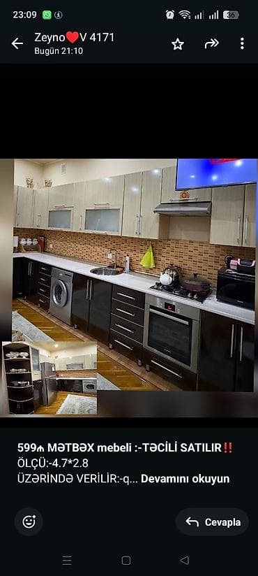 quxnu mebeli: *599₼ MƏTBƏX mebeli :-TƏCİLİ SATILIR*‼️ ÖLÇÜ:-4.7*2.8 ÜZƏRİNDƏ — 1