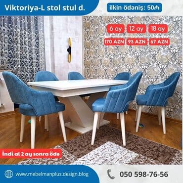 Masa və oturacaq dəstləri: Qonaq otağı üçün, Yeni, Açılan, Kvadrat masa, 6 stul — 2