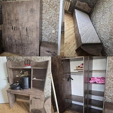 embawood dolab: Oğlan və qız üçün, İşlənmiş, Təknəfərlik çarpayı, Dolab, Yazı masası — 1