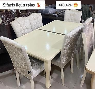 dodo mebel: Yemək masası dəsti – 6 nəfərlik Qiymət: 440 AZN - Klassik dizaynlı — 1