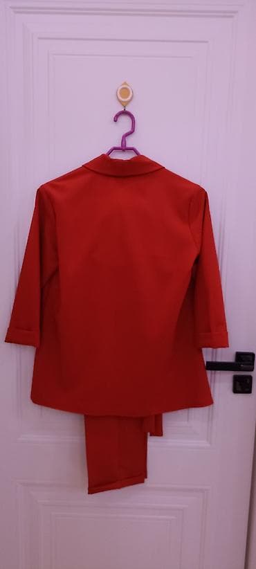 qəd: Qırmızı qadın şalvar kostyumu dəsti (S bədən) - Dəst: şalvar + jaket — 2