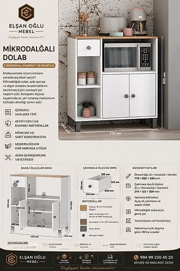 qəd: Mikrodalğalı dolab – funksional, kompakt və rahat mətbəx saxlama — 1