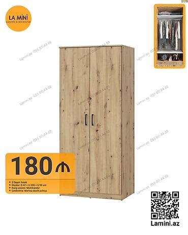 hamam dolapları: İki qapılı dolab - Ölçülər: D 47 × H 200 × U 90 sm - Daxili quruluş — 1
