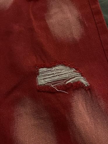 Джинсы: Qırmızı rəngli geniş kəsimli cins şalvar və tünd boz rəngli geniş — 3