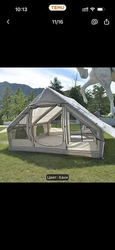 Спорт и отдых: Böyük ailəvi düşərgə çadırı – rəng: xaki - Ölçülər: 400 sm (uzunluq) — 5