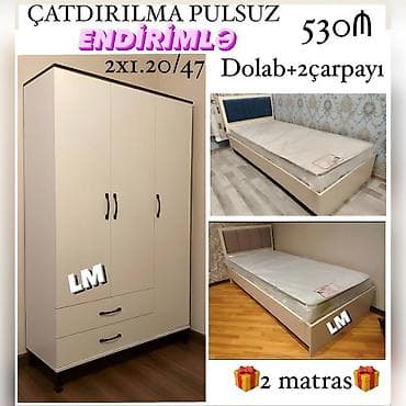 yatağ: DOLAB+2 ÇARPAYI_ 💥 Yeni və sifarişlə Qiymət : 530₼ Dolab  — 1