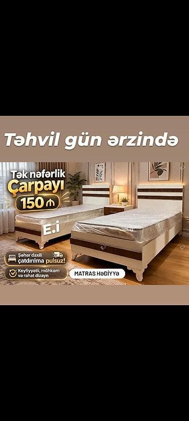 yataq tek: *Tek nəfərlik Çarpayı 150AZN💥* ✔️Rəng seçimi var Ölçü 200x90 — 1
