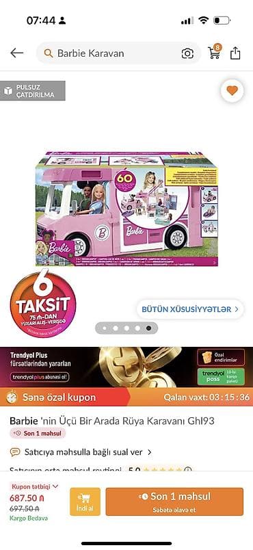 oyun sekilleri: Orgınal barbıe karavan,540manata alınıb,tezedır — 3