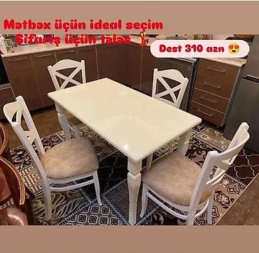 Mətbəx üçün, Yeni, Açılmayan, Dördbucaq masa, 4 stul lalafo.az -da Mətbəx üçün, Yeni, Açılmayan, Dördbucaq masa, 4 stul