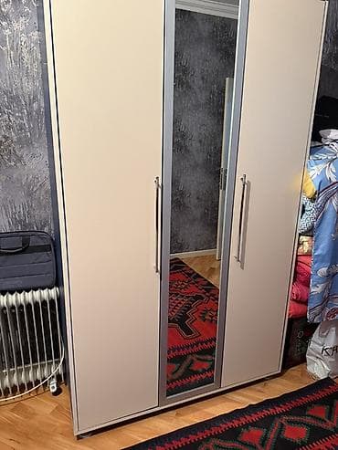 lalafo şkaf: 3 qapılı, Güzgülü, Rəngli, Digər material, Açılan, Düz dolab — 3