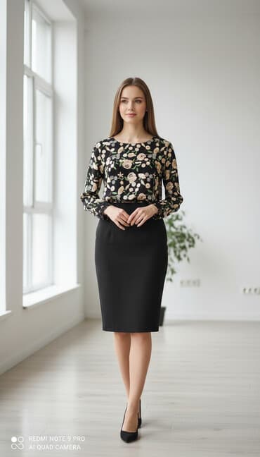 Qadın dəsti – 2 parçadan ibarət: - Qara klassik ətək: dizə yaxın