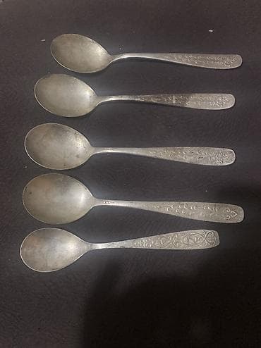 набор казанов викалина: 5 ədəd metal çay qaşığı dəsti - Material: metal ərintisi (üzərində — 6