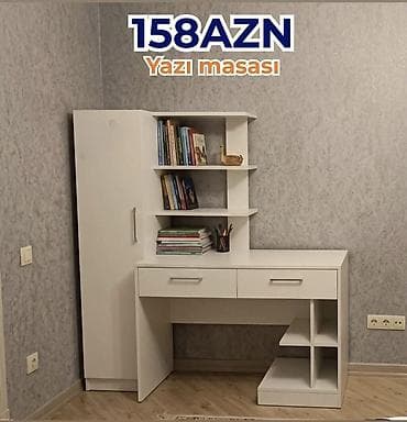 Yazı masası – 158 AZN Ağ rəngli, çoxfunksiyalı iş/dərs masası: -
