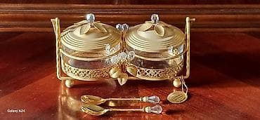 Mətbəx aksesuarları: İkili büllur qab dəsti – 24K qızıl örtüklü, Avstriya kristalları ilə — 1