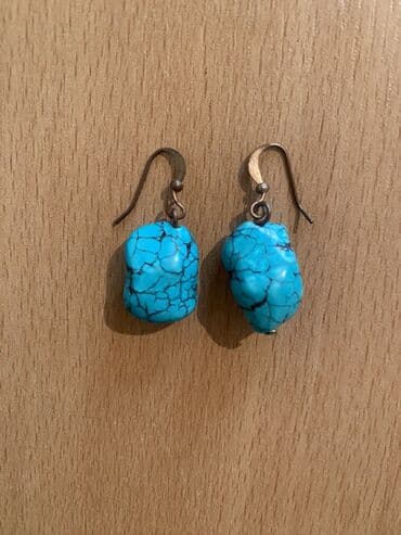 sirga: Türkuaz daşlı sırğalar - Material: mavi türkuaz effektli daş boncuklar — 1