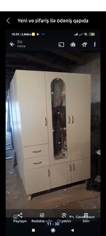 mətbəx skaflari: Yeni, Açılan, 3 qapılı Düz dolab, Qarderob, paltar dolabı, Azərbaycan — 10