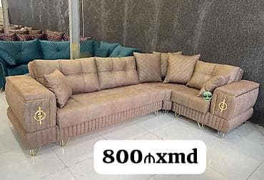 Künc divan dəsti - Rəng: bej-qəhvəyi ton - Forma: L-şəkilli künc