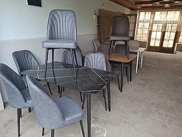 par: Qonaq otağı üçün, Yeni, Dördbucaq masa, 6 stul — 2