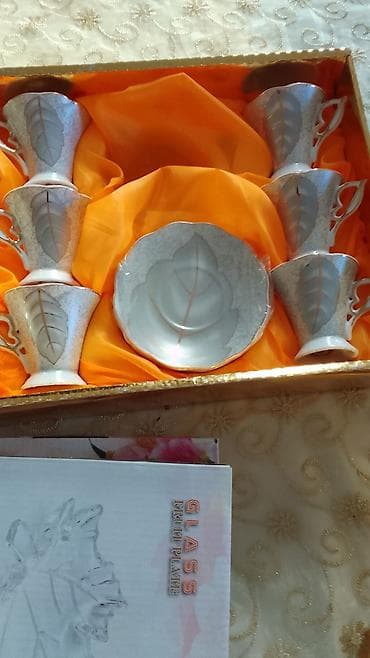 Çay dəsti, rəng - Boz, Farfor