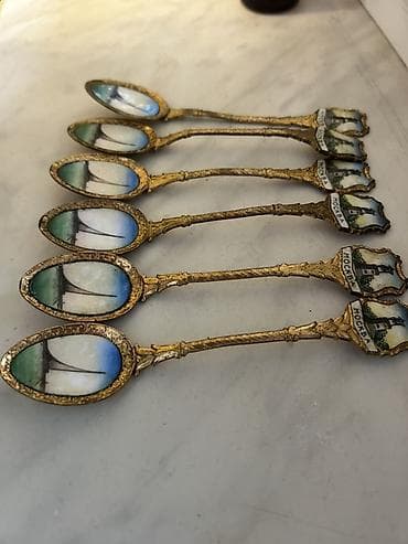 samovar 10 litr: Moskva suvenir qaşıqları – 6 ədəd dəst - Material: metallik əsas — 2