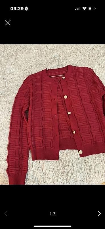 oversize jaket: Qadın kardiqanı – yeni hec geyinilmeyib yaz ucun şərab-qırmızı rəngdə — 1