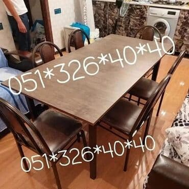 Masa və oturacaq dəstləri: Qonaq otağı üçün, Yeni, Açılan, Dördbucaq masa, 4 stul — 24