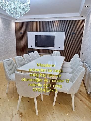 qedimi stullar: - Yemək və qonaq otaqları üçün müasir dizaynlı yemək masası dəsti - 12 — 1
