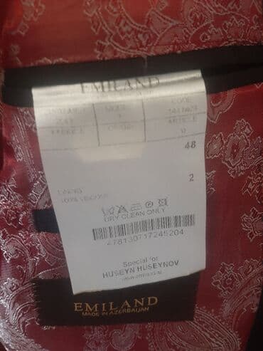 uzun pencekler: EMILAND kişi kostyumu 2 dənə Qara və Göy - Brend: EMILAND (Made in — 3