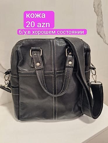 Dəri çanta – 20 AZN - Material: həqiqi dəri - Rəng: qara, kontrast