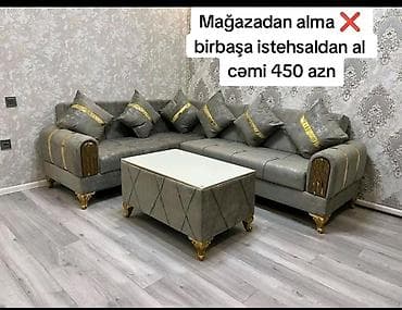 Divan və masa dəstləri: Künc divan dəsti - Model: L formalı künc divan + jurnal masası - — 1