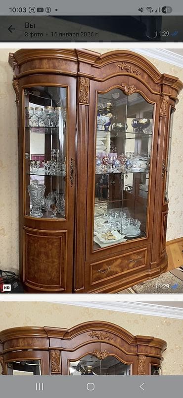 embawood dolablar: Klassik üslubda vitrin-bufet - Material: ağac karkas, təbii ağac — 2