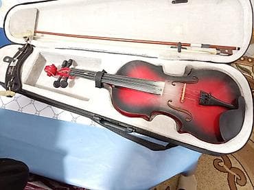 Musiqi alətləri: Skripka dəsti – qırmızı-qara rəng keçişli korpus Az işlənmiş əla — 1