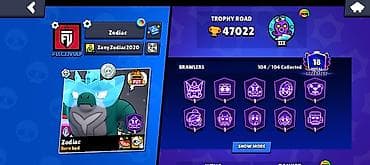 Brawl Stars hesabı - Kolleksiya: 104/104 Brawler tam açılıb - Trophy — 2