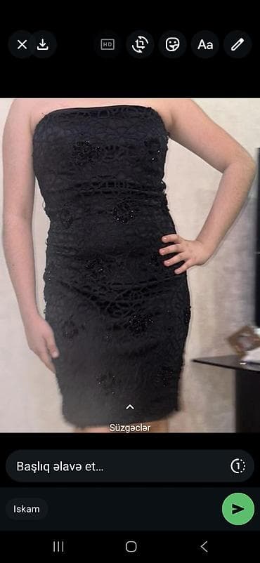 molekul 4 parfum: Qara krujeva kokteyl donu - Model: qayışsız/bretelsiz, bədənə oturan — 1