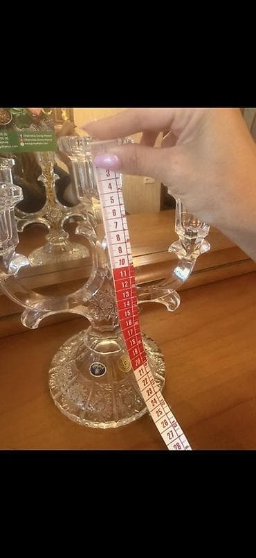 şam: Kristal üçşamdan şamdan, Bohema - Material: şəffaf kəsimli kristal — 2