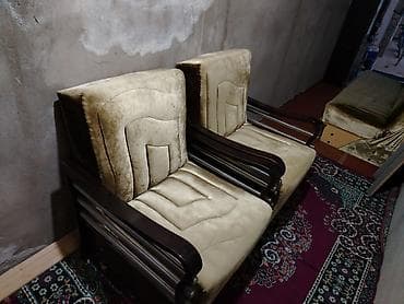 kresli: Klassik dəst: divan və 2 ədəd kreslo - Material: yumşaq məxməri/parça — 4