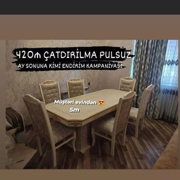 işlənmiş stol stul dəsti sumqayit: Qonaq otağı üçün, Yeni, Açılmayan, Dördbucaq masa, 6 stul — 16