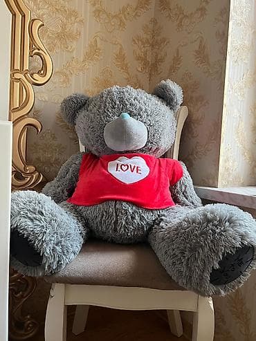 şir yumşaq oyuncaqlar: Böyük ölçülü boz plyuş ayı oyuncağı kod2020 - Yumşaq, sıx tüklü — 1