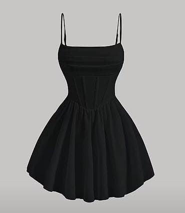 beli: Qara mini don – incə askılı, korset detallı - Rəng: qara - Model — 1