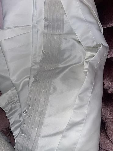Ağ rəngli pərdə astarı – hazır tikişli - Material: yumşaq, parlaq — 1