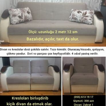 мягкие кресла в баку: Диван, Диван, С подъемным механизмом, Раскладной — 1