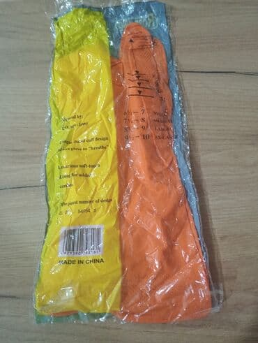 Mətbəx və məişət işləri üçün rezin qoruyucu əlcək - Rəng: narıncı -