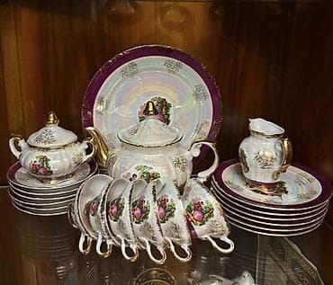 çay servis: Çay dəsti, rəng - Bənövşəyi, Farfor, 6 nəfərlik — 1