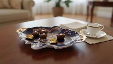 qab qacaq ikinci el: Tort və şiriniyyat qabı, rəng - Göy, Farfor, Çexiya — 1