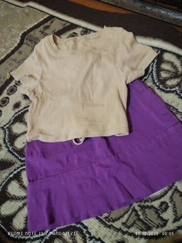 детские комплекты трусы и майка: Uşaq geyim dəsti - Bənövşəyi qısa ətək: elastik bel, iki kəsimli — 2