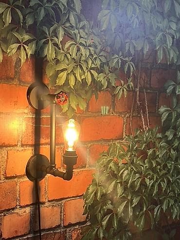 dis tortu: Sənaye üslublu divar lampası - Dizayn: Qara metal boru — 3